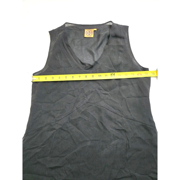 TORY BURCH Sz 8 Black Sheer 100% Silk Shell Top Dual Layer - Picture 9 of 9